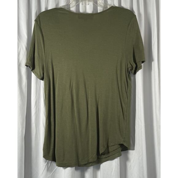 Loft Short Sleeve Mixed Media T-Shirt M Olive Green Casual Minimalists 88-32 - Picture 8 of 12